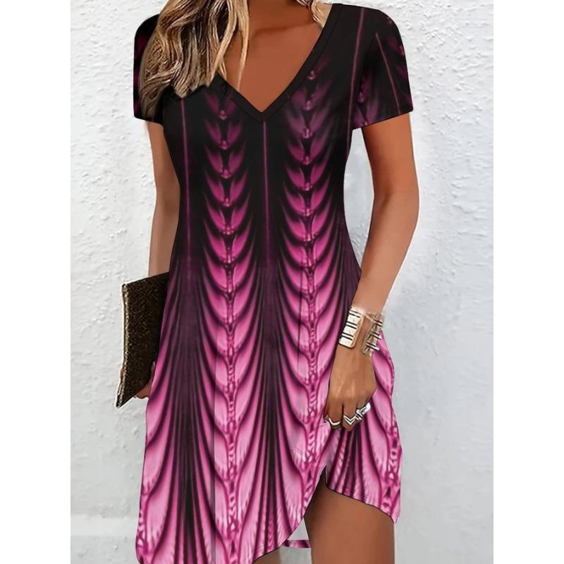 Spring and summer women s elegant short-sleeve dress, dazzling geometric pattern fashion print elegant and chic A-line dress S
Spring and summer women s elegant short-sleeve dress, dazzling geometric pattern fashion print elegant and chic A-line dress S