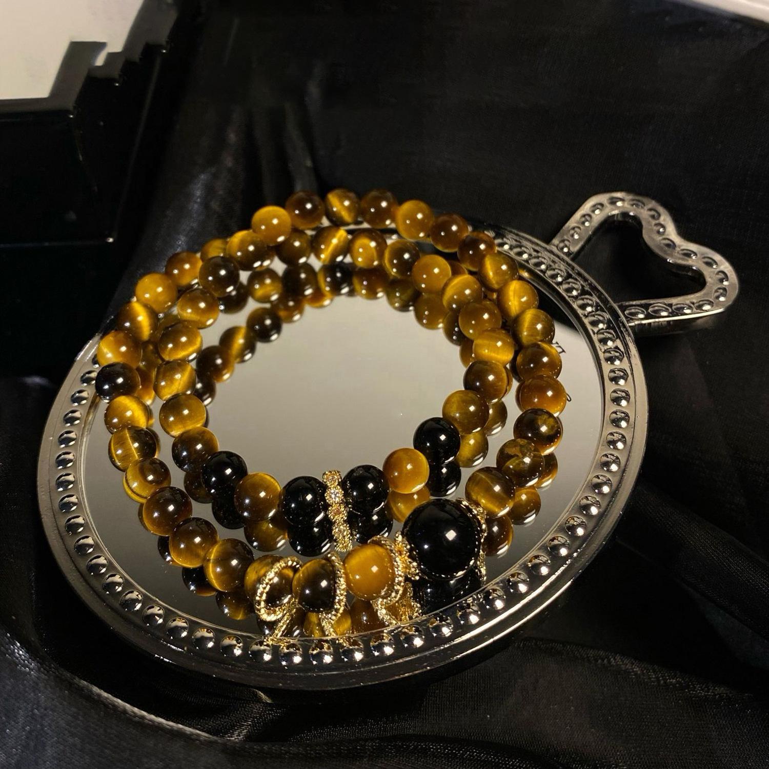 Zircon flower tiger s eye stone round ball bracelet retro Maillard stacked bracelet fashion high-end jewelry women
Zircon flower tiger s eye stone round ball bracelet retro Maillard stacked bracelet fashion high-end jewelry women