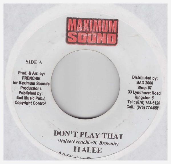 7inch Record ITALEE / MR. VEGAS - Don t Play That / Too Much NONE Maximum Sound 2001 Jamaica Reggae, Ska & Dub Used
7inch Record ITALEE / MR. VEGAS - Don t Play That / Too Much NONE Maximum Sound 2001 Jamaica Reggae, Ska & Dub Used