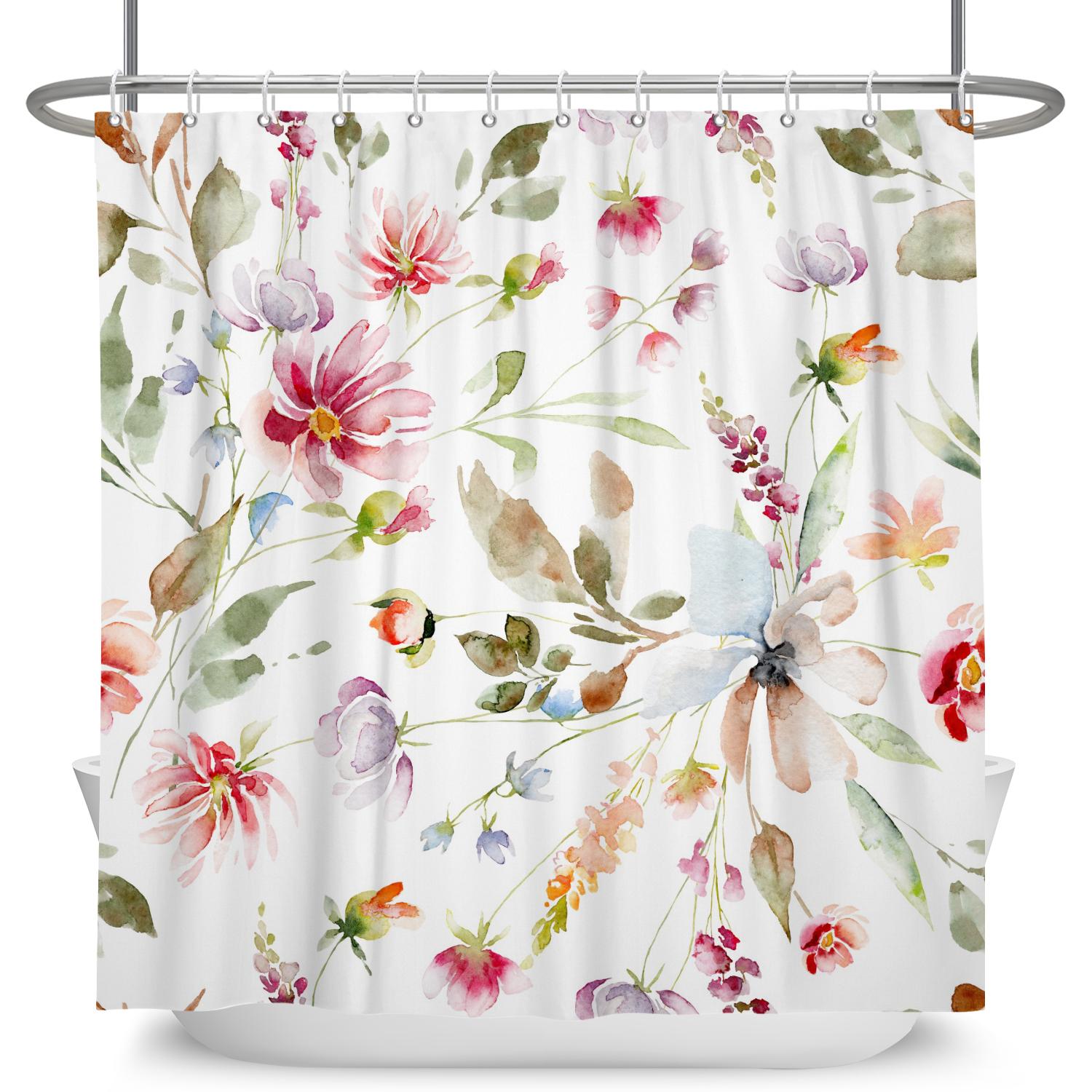 Watercolor Floral Bathroom Curtain Modern Fresh Simple Botanical Garden Design Waterproof Polyester Shower Curtain With 12 Hooks W60H190(CM)-1 Pcs
Watercolor Floral Bathroom Curtain Modern Fresh Simple Botanical Garden Design Waterproof Polyester Shower Curtain With 12 Hooks W60H190(CM)-1 Pcs