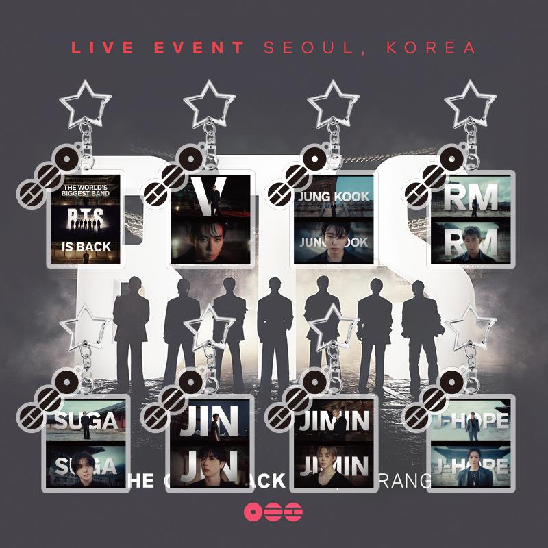 8pcs BTS Live Event Seoul Acrylic Keychain, Square Poster Style Member Photo Charm with Star Hook, Kpop ARMY Fans Bag Accessory 8pcs
8pcs BTS Live Event Seoul Acrylic Keychain, Square Poster Style Member Photo Charm with Star Hook, Kpop ARMY Fans Bag Accessory 8pcs