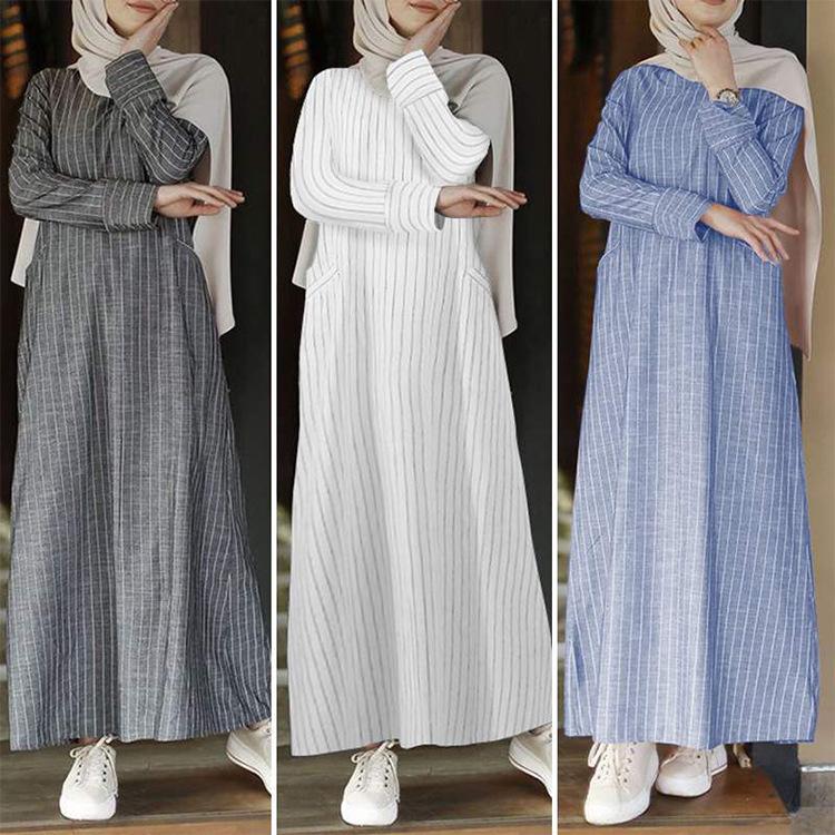 Plus Size Retro Striped Long Dress - European & American Fashion, Casual Cotton Linen with Long Sleeves Medium сірий колір
Plus Size Retro Striped Long Dress - European & American Fashion, Casual Cotton Linen with Long Sleeves Medium сірий колір