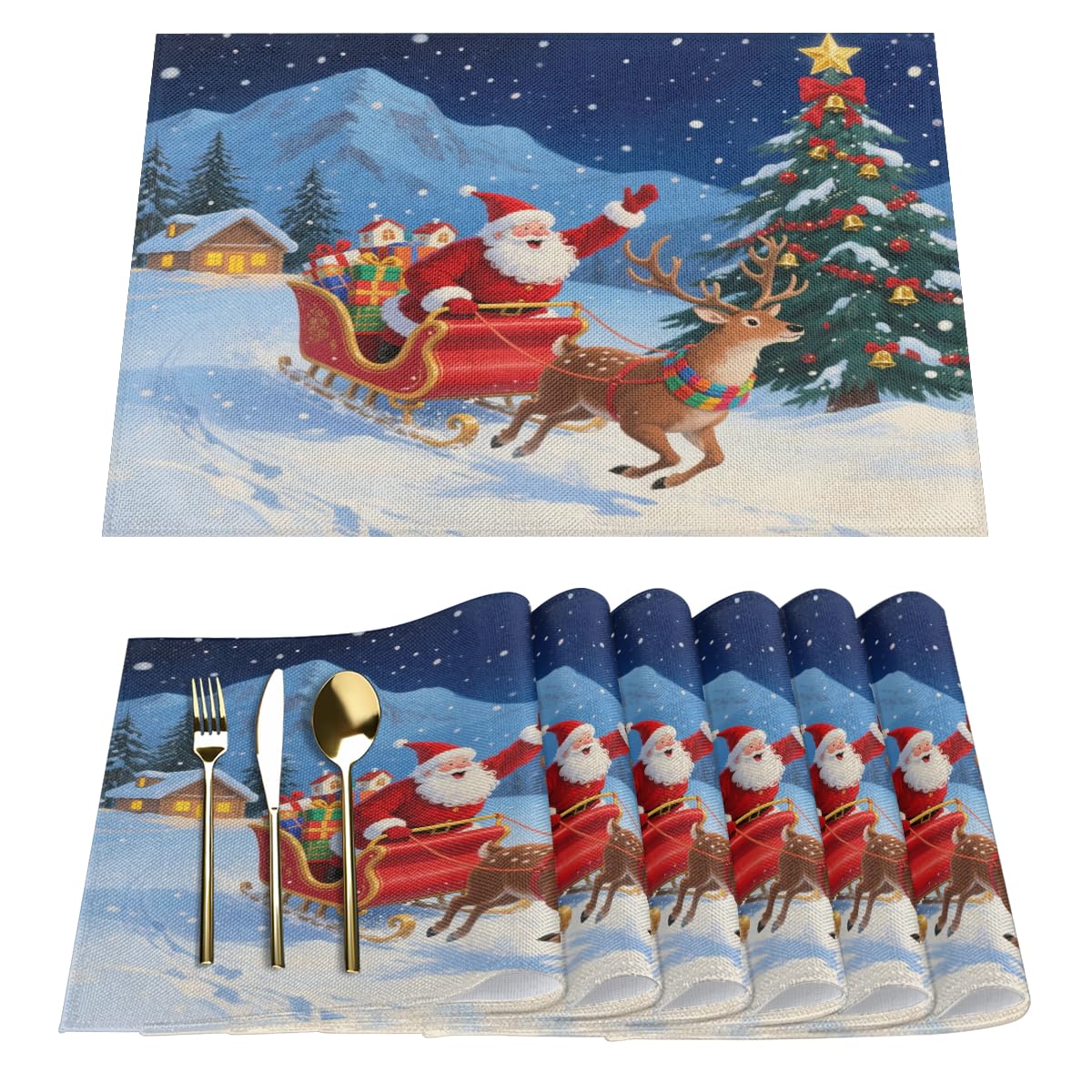 Christmas Placemats Set of 6 - Xmas Linen Place Mat Washable Non-Slip Table Mats Holiday Tables Decor 6PCS
Christmas Placemats Set of 6 - Xmas Linen Place Mat Washable Non-Slip Table Mats Holiday Tables Decor 6PCS
