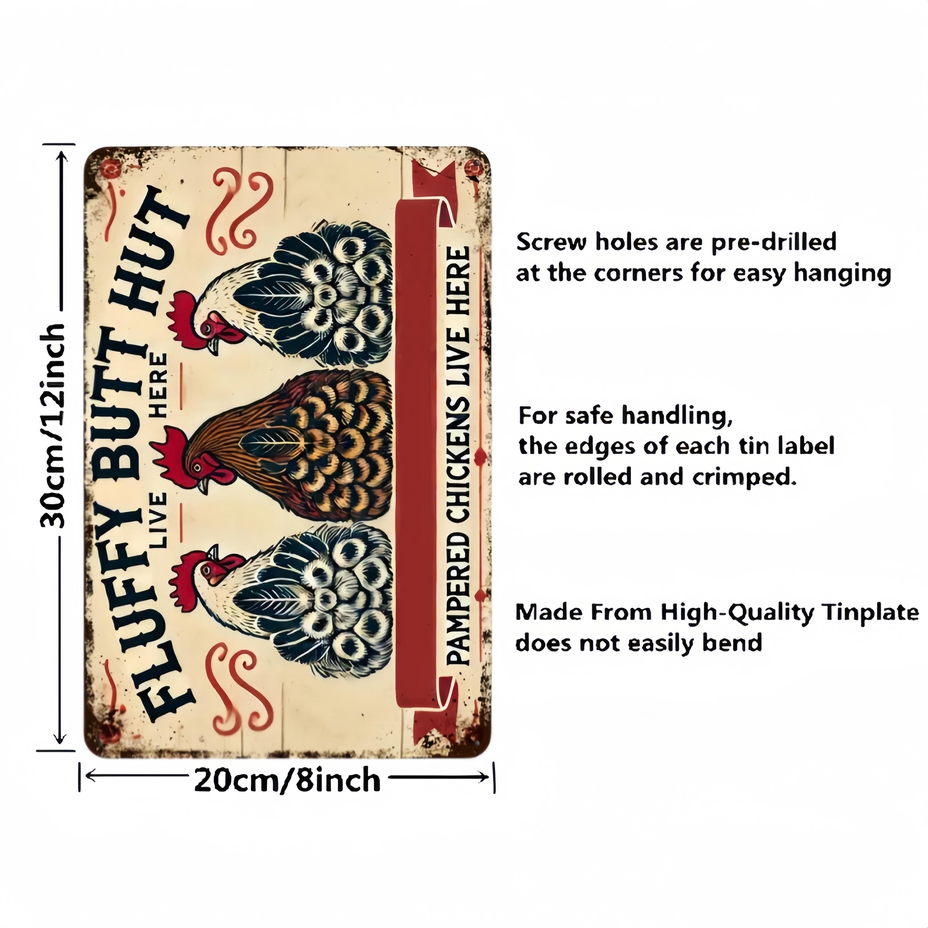 Vintage Fluffy Butt Hut Metal Chicken Coop Sign Rustic Farmhouse Wall Decor Suitable for Home Garden 20x30cm(7.8x11.8inch)
Vintage Fluffy Butt Hut Metal Chicken Coop Sign Rustic Farmhouse Wall Decor Suitable for Home Garden 20x30cm(7.8x11.8inch)