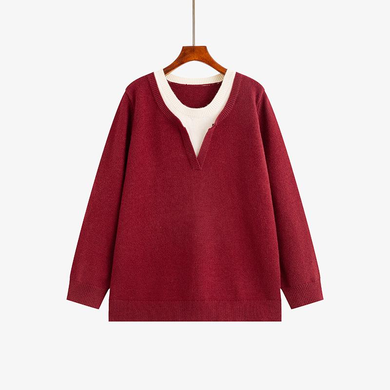 Plus Size Faux Two-Piece Casual Sweater for Women - Winter 2025 Loose Versatile Knitwear Style #23289 2XL (75-90 kg) вино красного
Plus Size Faux Two-Piece Casual Sweater for Women - Winter 2025 Loose Versatile Knitwear Style #23289 2XL (75-90 kg) вино красного