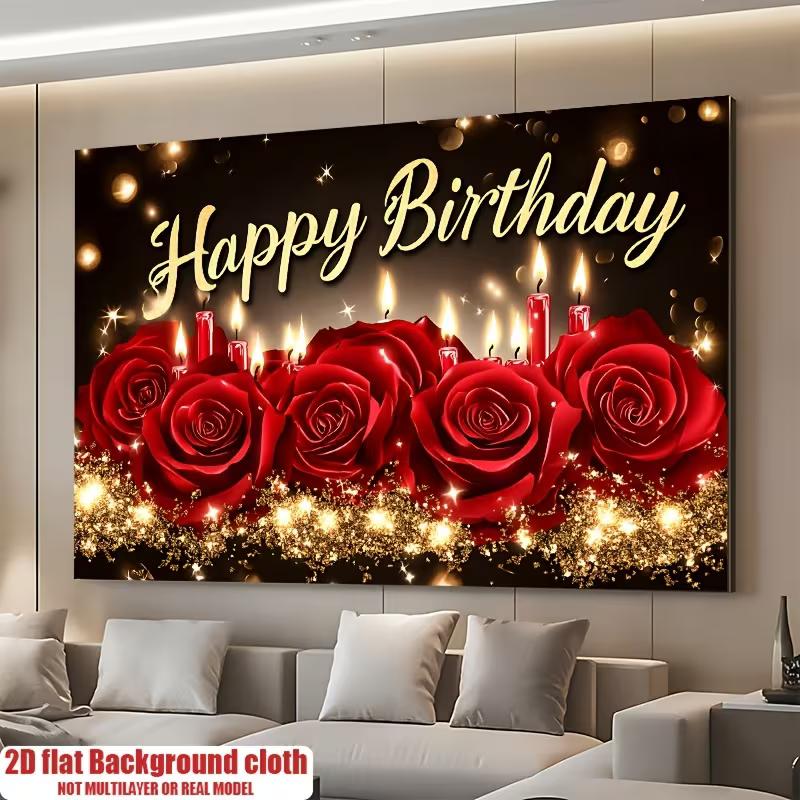 2D Red Rose Candle Birthday Backdrop Banner Gold Glitter Romantic Party Decor Background 47.2x31.5inch/120*80cm
2D Red Rose Candle Birthday Backdrop Banner Gold Glitter Romantic Party Decor Background 47.2x31.5inch/120*80cm