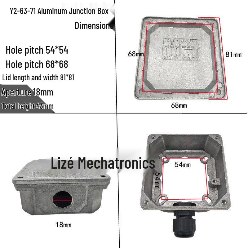 Y2 Aluminum Shell Motor Terminal Box for Y2-63-71, 80-90132, 160 Square Motors
Y2 Aluminum Shell Motor Terminal Box for Y2-63-71, 80-90132, 160 Square Motors