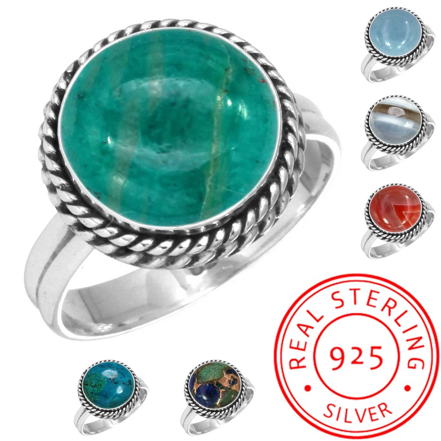 925 Sterling Silver Ring Women Gemstone Handmade Jewelry Wedding Gift Amazonite Angelite Blue Opal Botswana Agate Mohave Azurite Chrysocolla Fashion 12.5
925 Sterling Silver Ring Women Gemstone Handmade Jewelry Wedding Gift Amazonite Angelite Blue Opal Botswana Agate Mohave Azurite Chrysocolla Fashion 12.5
