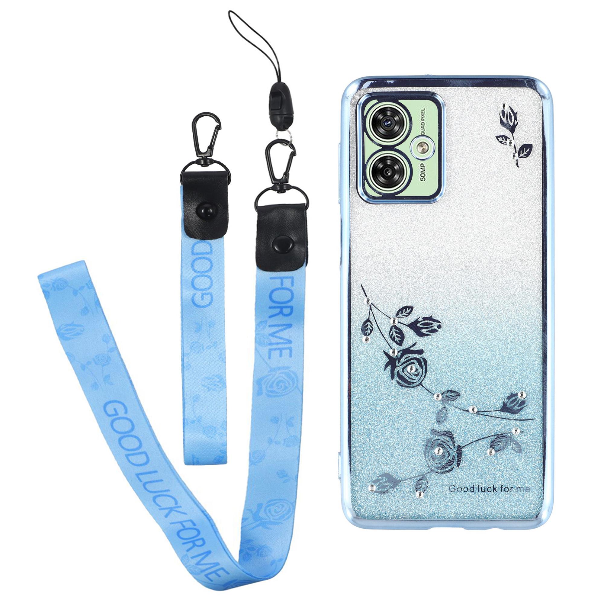 For Motorola Moto G54 5G/G64 5G TPU Case Rhinestone Flower Phone Cover with Lanyard Blue
For Motorola Moto G54 5G/G64 5G TPU Case Rhinestone Flower Phone Cover with Lanyard Blue