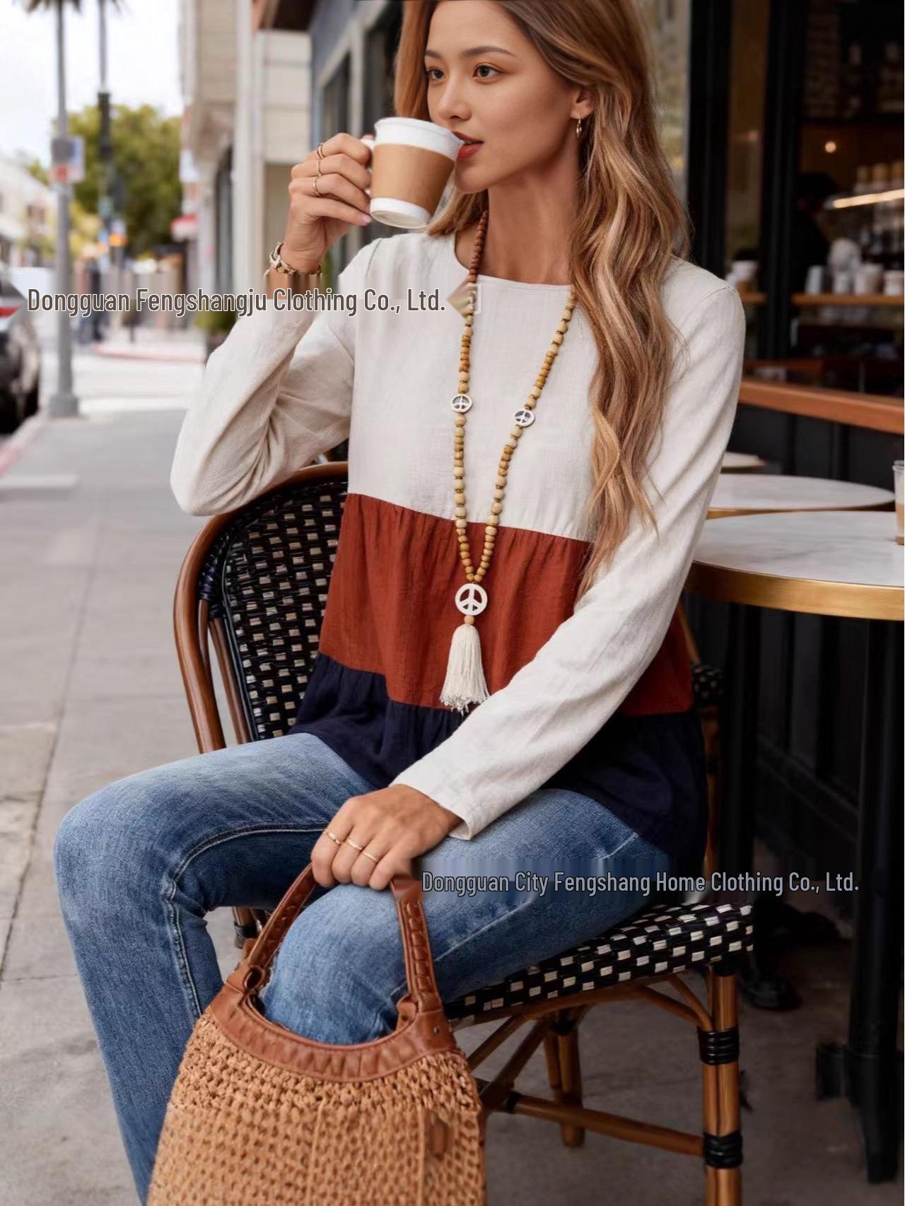 2025 Autumn Color Block Women s Long Sleeve Casual Round Neck Top L вершковий/білий
2025 Autumn Color Block Women s Long Sleeve Casual Round Neck Top L вершковий/білий