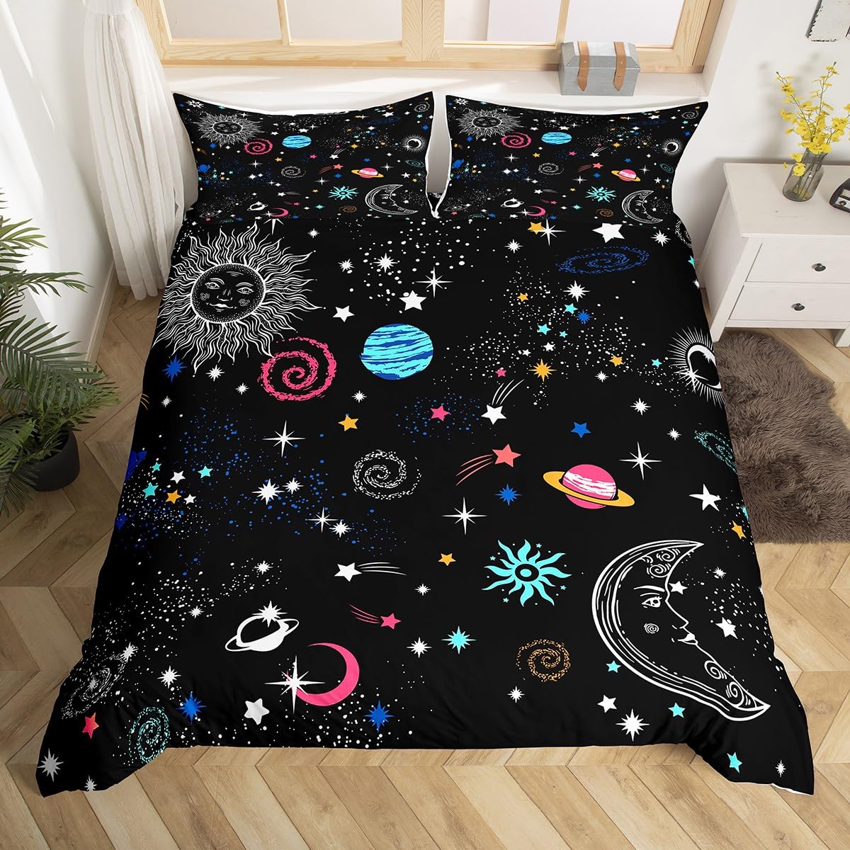 Planet Kids Duvet Cover Planets Rockets Airships Outer Space Galaxy Bedding SetStars Dots Comforter Cover Cartoon Quilt Cover EU Single(135*200cm)3pcs
Planet Kids Duvet Cover Planets Rockets Airships Outer Space Galaxy Bedding SetStars Dots Comforter Cover Cartoon Quilt Cover EU Single(135*200cm)3pcs
