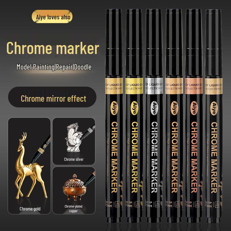 Chrome-Plated Mark Pen for DIY Models: Gold & Silver Repair, Highlight, Signature, Electroplating
Chrome-Plated Mark Pen for DIY Models: Gold & Silver Repair, Highlight, Signature, Electroplating