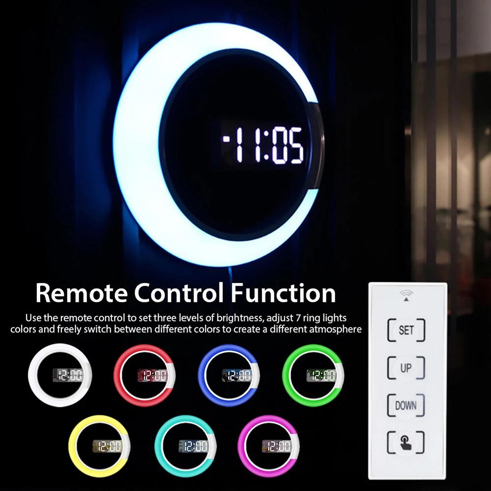 TS-S24 Creative LED Mirror Hollow Wall Clock with Alarm Temperature Ring Light Multi-color Switch Type A
TS-S24 Creative LED Mirror Hollow Wall Clock with Alarm Temperature Ring Light Multi-color Switch Type A
