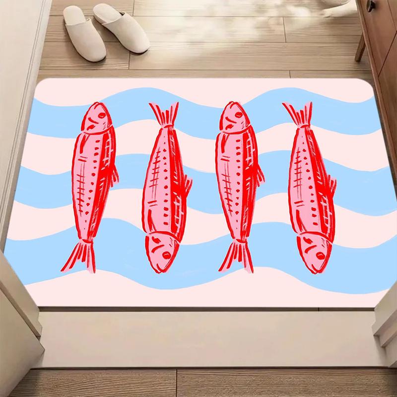 Red White Striped Fish Pattern Welcome Doormat Rug Carpet Home Decoration Non Slip Floor Mat Marine Theme Home Door Mat 40x60cm
Red White Striped Fish Pattern Welcome Doormat Rug Carpet Home Decoration Non Slip Floor Mat Marine Theme Home Door Mat 40x60cm