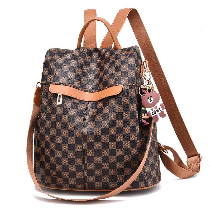 Travel Dual-Use Soft Leather Women s Casual Oxford Cloth Backpack Gingham-caramel (send crocodile pattern handbag)
Travel Dual-Use Soft Leather Women s Casual Oxford Cloth Backpack Gingham-caramel (send crocodile pattern handbag)