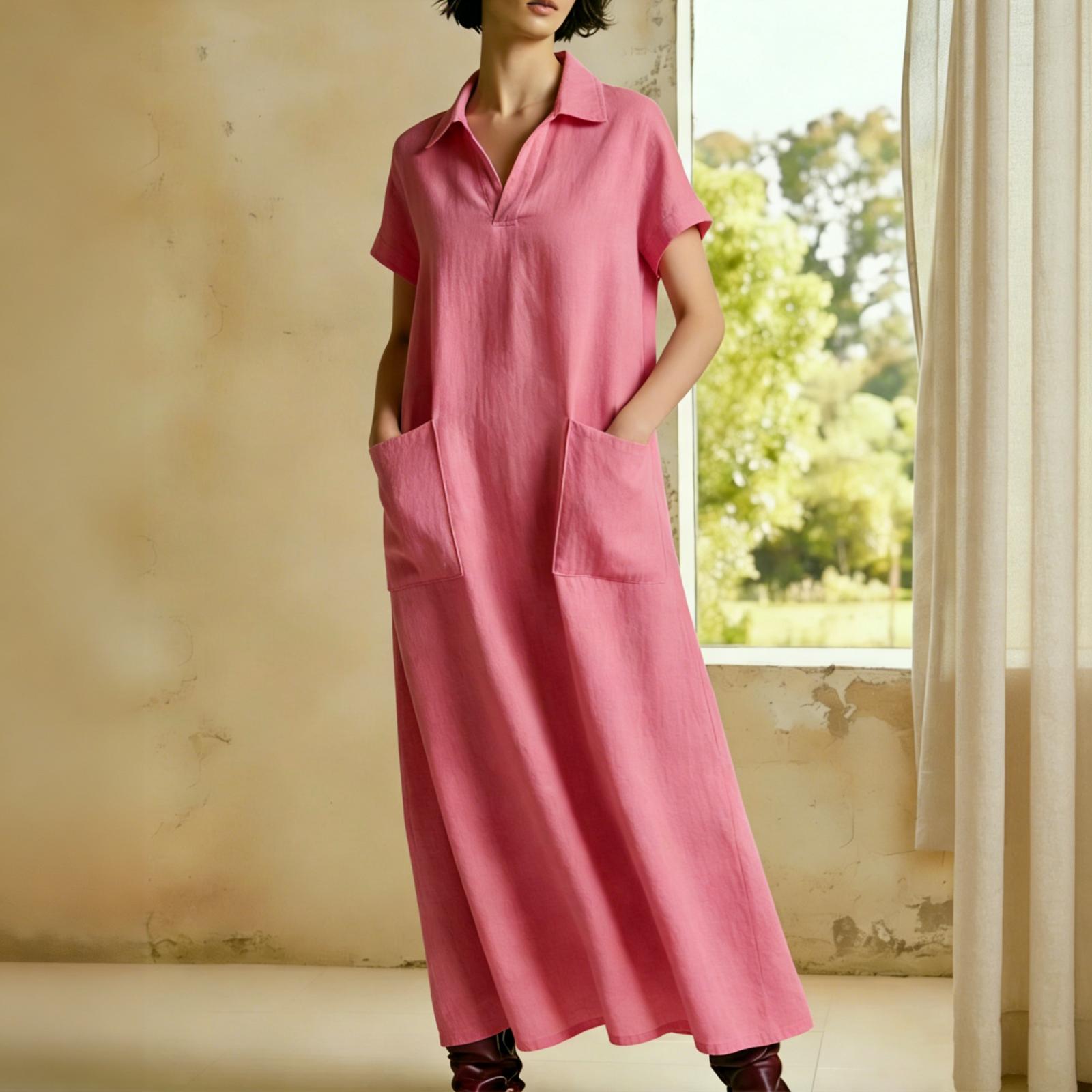 Women s Round-neck Short-sleeved -color Mid-length Loose-fitting Dress With Large Pockets And Casual XXL
Women s Round-neck Short-sleeved -color Mid-length Loose-fitting Dress With Large Pockets And Casual XXL