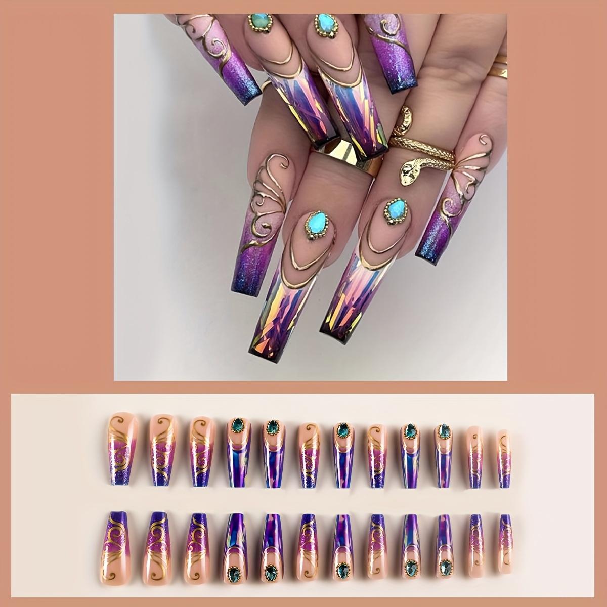 24 шт. глянцевые длинные накладные ногти балерины, фиолетовый градиентный пресс на ногтях с музыкальными нотами и зелеными стразами Imported ABS
24 шт. глянцевые длинные накладные ногти балерины, фиолетовый градиентный пресс на ногтях с музыкальными нотами и зелеными стразами Imported ABS