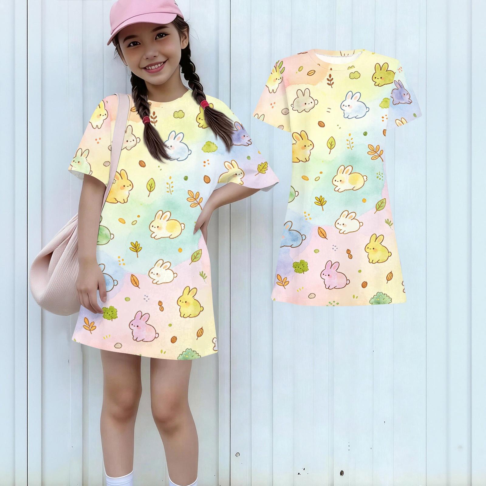 Girls Loose Fit Short Sleeve Dress Kids Casual Round Neck Lightweight Animal Print Summer Dress for Children Comfortable Daily Wear 160
Girls Loose Fit Short Sleeve Dress Kids Casual Round Neck Lightweight Animal Print Summer Dress for Children Comfortable Daily Wear 160