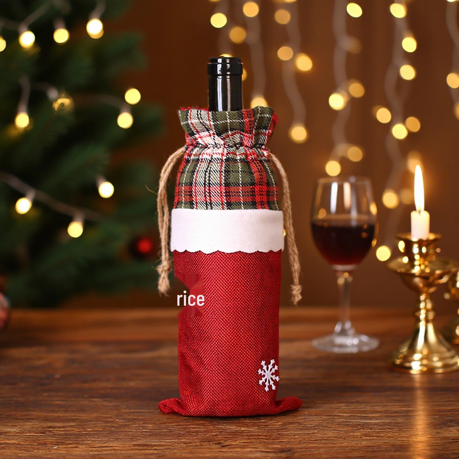 Клетчатый мешковинный мешочек для винной бутылки «Снежинка» - Рождественское украшение стола
Клетчатый мешковинный мешочек для винной бутылки «Снежинка» - Рождественское украшение стола