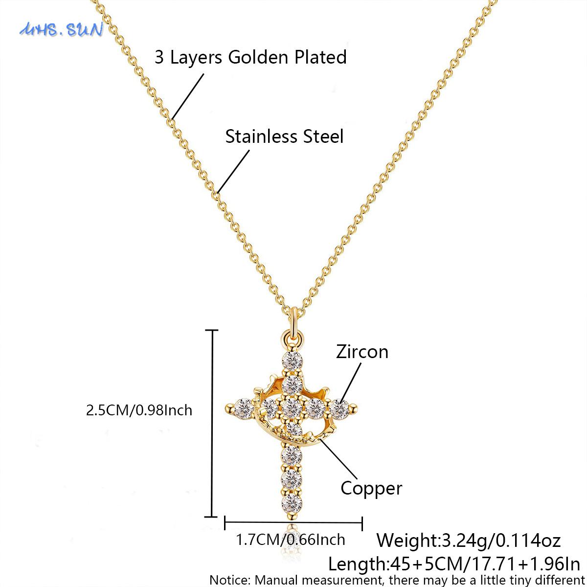 SUNSLL Cubic Zircon Rotatable Crown Cross Pendant Necklaces Classic Stainless Steel Chain Banquet Party Jewelry For Women Men
SUNSLL Cubic Zircon Rotatable Crown Cross Pendant Necklaces Classic Stainless Steel Chain Banquet Party Jewelry For Women Men