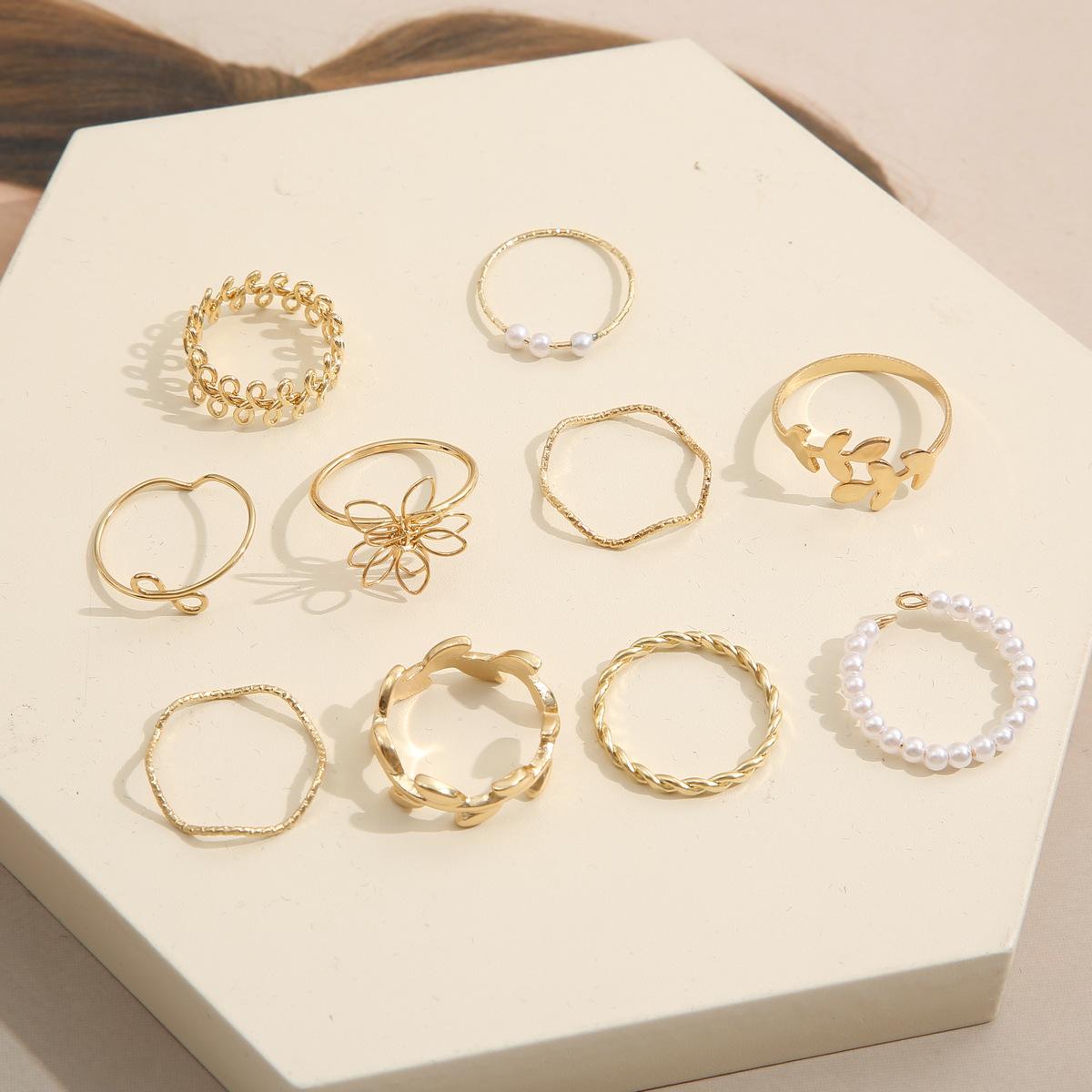 10Pcs Imitation Pearl Leaf Flower Rings Set For Women Rhinestone Butterfly Finger Ring Metal Knuckle Finger Ring Jewelry
10Pcs Imitation Pearl Leaf Flower Rings Set For Women Rhinestone Butterfly Finger Ring Metal Knuckle Finger Ring Jewelry