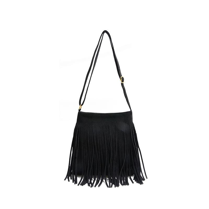 Trendy new products Western denim style suede fringed shoulder bag personalized commuting versatile Maillard crossbody bag чорний
Trendy new products Western denim style suede fringed shoulder bag personalized commuting versatile Maillard crossbody bag чорний