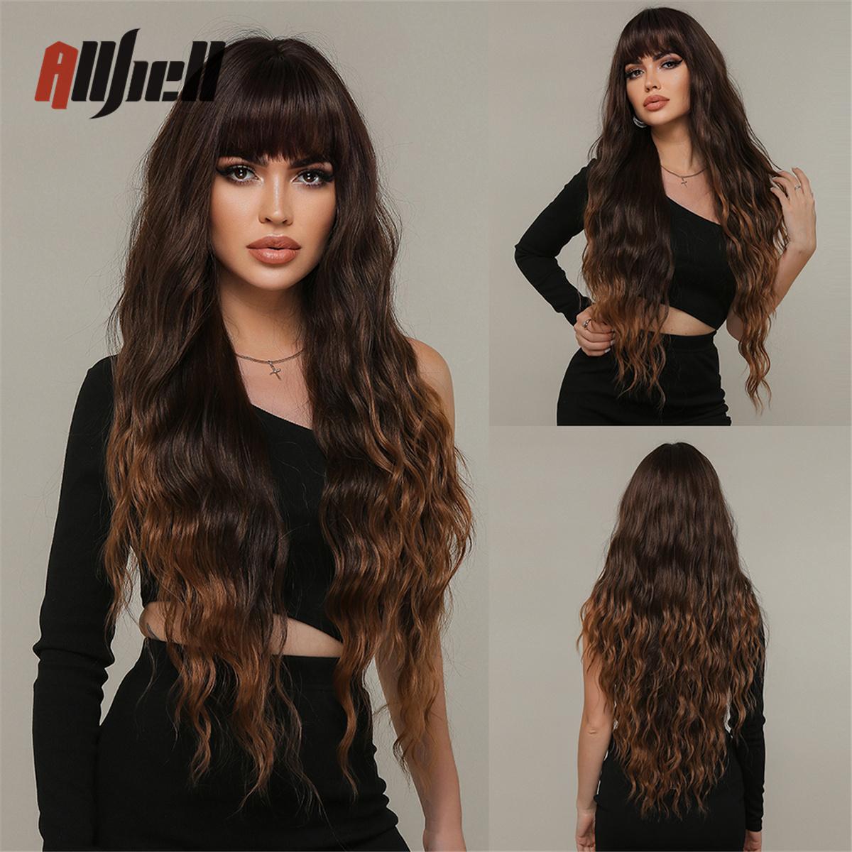Ombre Темно-коричневые вьющиеся парики с челкой для чернокожих женщин Длинные волнистые синтетические волосы для косплея Парик Термостойкое волокно Афро-повседневный парик Wig LC2029-1
Ombre Темно-коричневые вьющиеся парики с челкой для чернокожих женщин Длинные волнистые синтетические волосы для косплея Парик Термостойкое волокно Афро-повседневный парик Wig LC2029-1