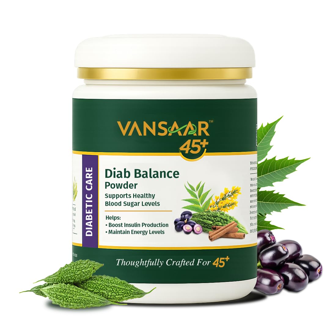 Vansaar 45+ Diab Balance Ayurvedic Wellness Powder 250g For Adults | Herbal Blend For Energy, Digestion & Metabolic Support | No Preservatives
Vansaar 45+ Diab Balance Ayurvedic Wellness Powder 250g For Adults | Herbal Blend For Energy, Digestion & Metabolic Support | No Preservatives