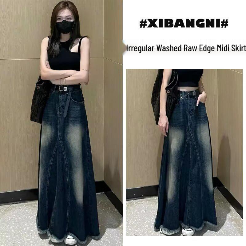 2025 Spring Retro Irregular A-line Washed Denim Midi Skirt for Women XXL: Height 155-165CM (133-145 lbs)
2025 Spring Retro Irregular A-line Washed Denim Midi Skirt for Women XXL: Height 155-165CM (133-145 lbs)