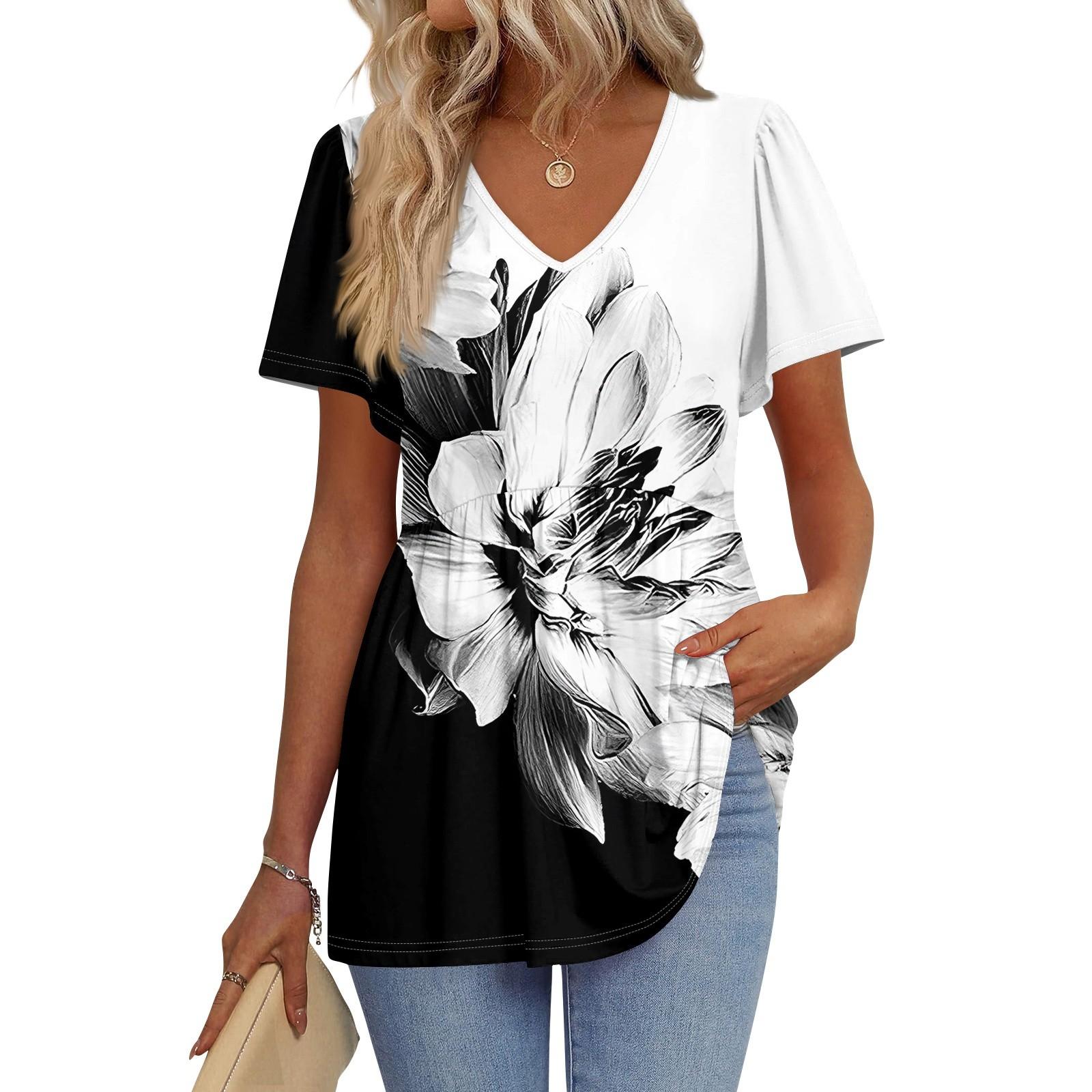 Женские рубашки с коротким рукавом и оборками, повседневные наряды, модная футболка, топ XL
Женские рубашки с коротким рукавом и оборками, повседневные наряды, модная футболка, топ XL