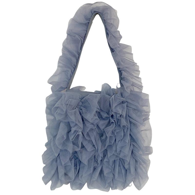 Ruffled Yarn Shoulder Bag Tulle Lace Tote Bag Pleated Underarm Bag Solid Color Tote Purse for Women Work Shopping Travel серый
Ruffled Yarn Shoulder Bag Tulle Lace Tote Bag Pleated Underarm Bag Solid Color Tote Purse for Women Work Shopping Travel серый