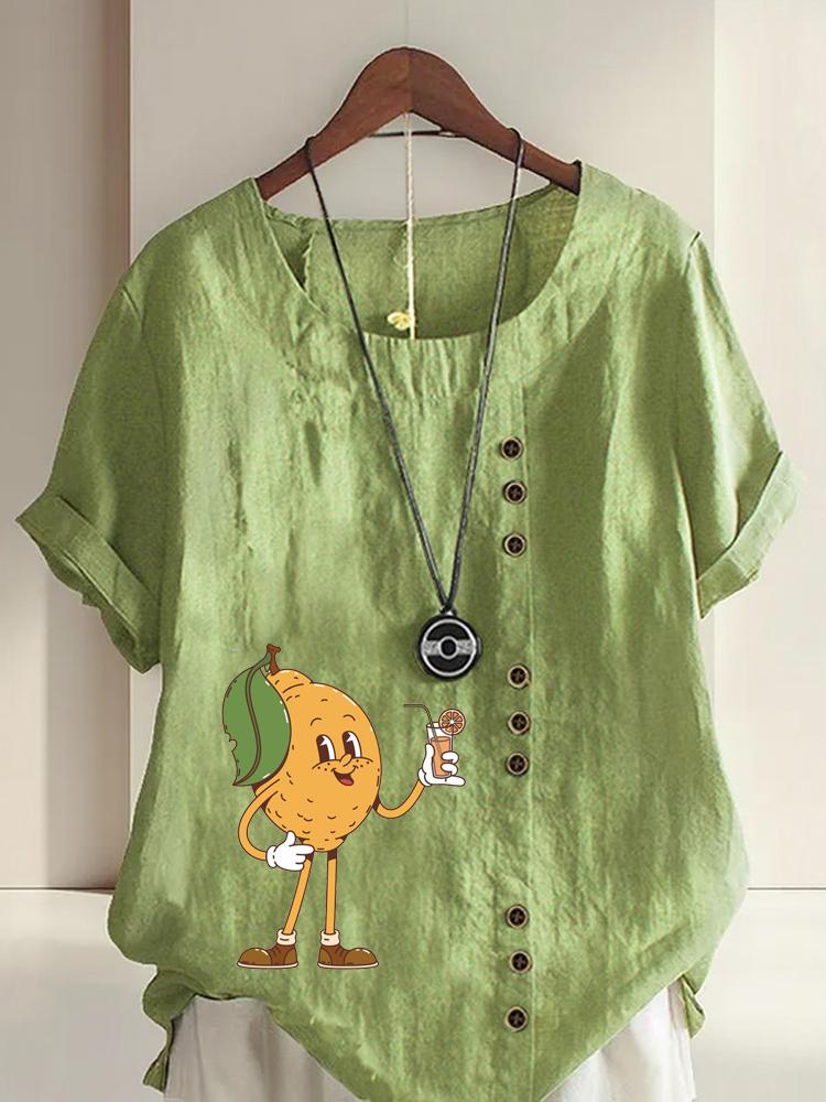 Women s Fashion Humanoid Lemon Print Shot Sleeve T-shirt Loose Cotton Shirt Casual Loose Summer Blouse Tops Plus Size 5XL зелений
Women s Fashion Humanoid Lemon Print Shot Sleeve T-shirt Loose Cotton Shirt Casual Loose Summer Blouse Tops Plus Size 5XL зелений