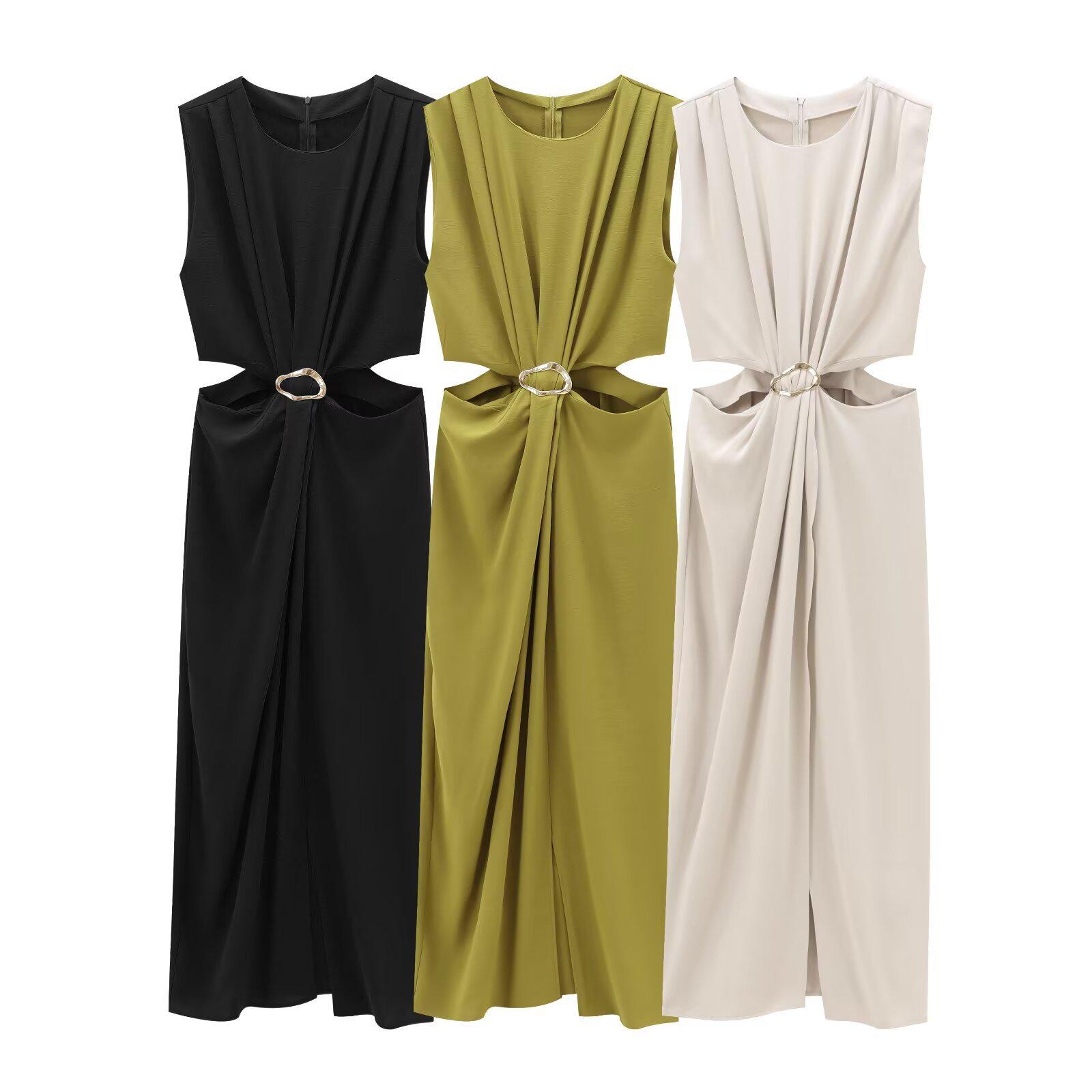 European & American Women s Chic Sleeveless Long Dress with Buckle Detail - Autumn/Winter Collection Large
European & American Women s Chic Sleeveless Long Dress with Buckle Detail - Autumn/Winter Collection Large
