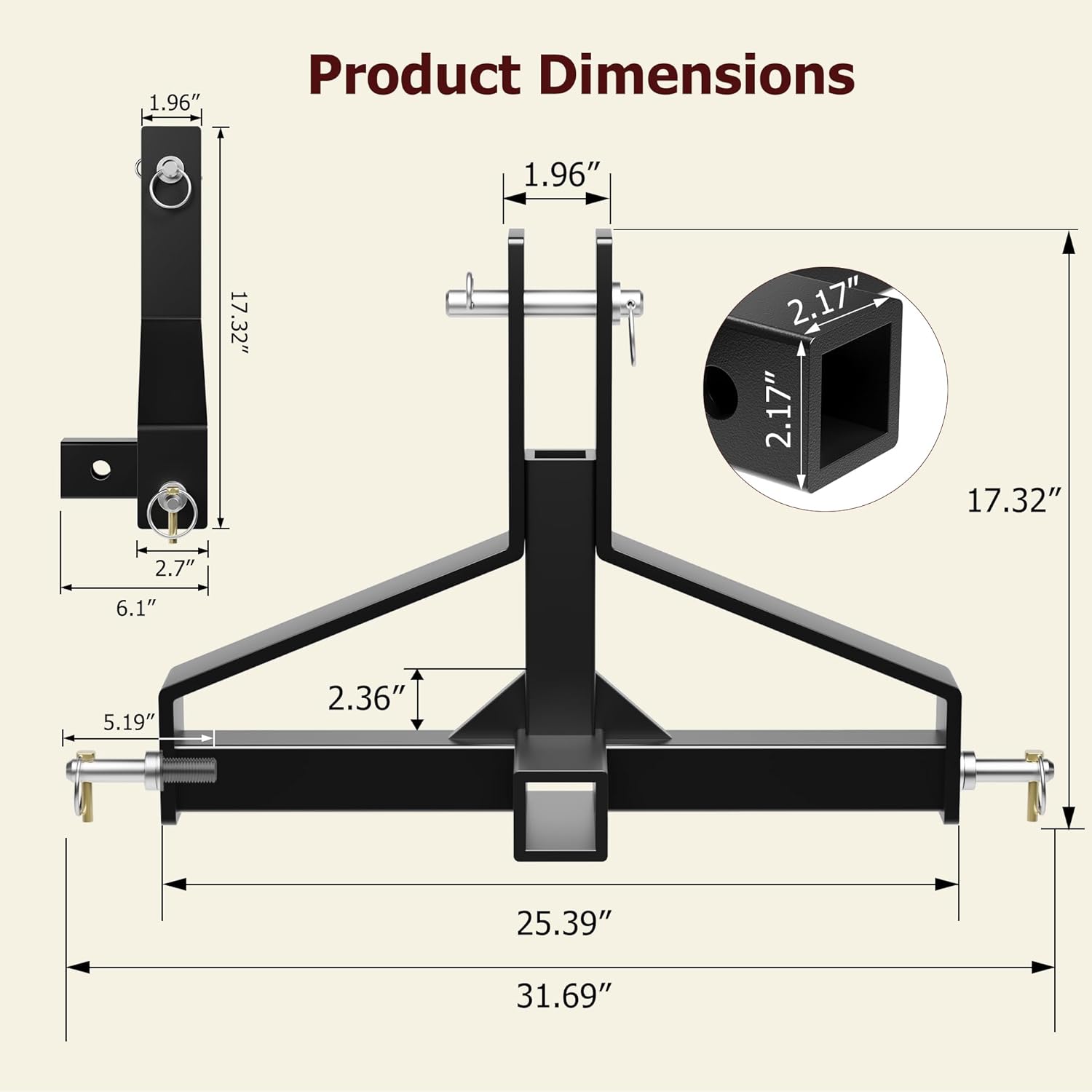 3 Point Quick Hitch Adapter 2 Receiver, Heavy Duty for Category 1 Tractor & Farm Equipment United States
3 Point Quick Hitch Adapter 2 Receiver, Heavy Duty for Category 1 Tractor & Farm Equipment United States