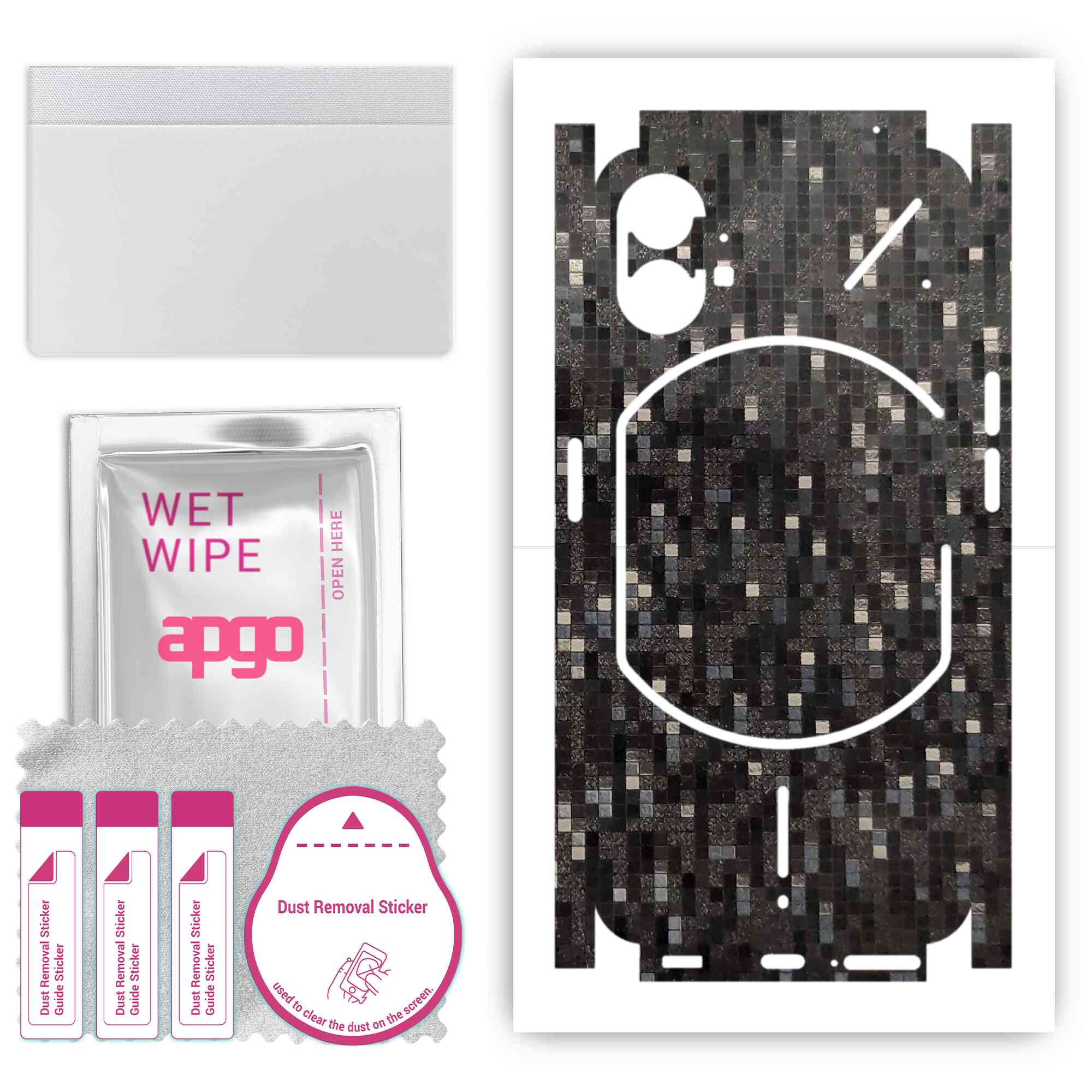 Apgo Protective Skin Sticker для тильної сторони, сумісної з Nothing Phone 1, Full Wrap Film, Foil, Vinyl - Pattern Carbon Black Pixel
Apgo Protective Skin Sticker для тильної сторони, сумісної з Nothing Phone 1, Full Wrap Film, Foil, Vinyl - Pattern Carbon Black Pixel