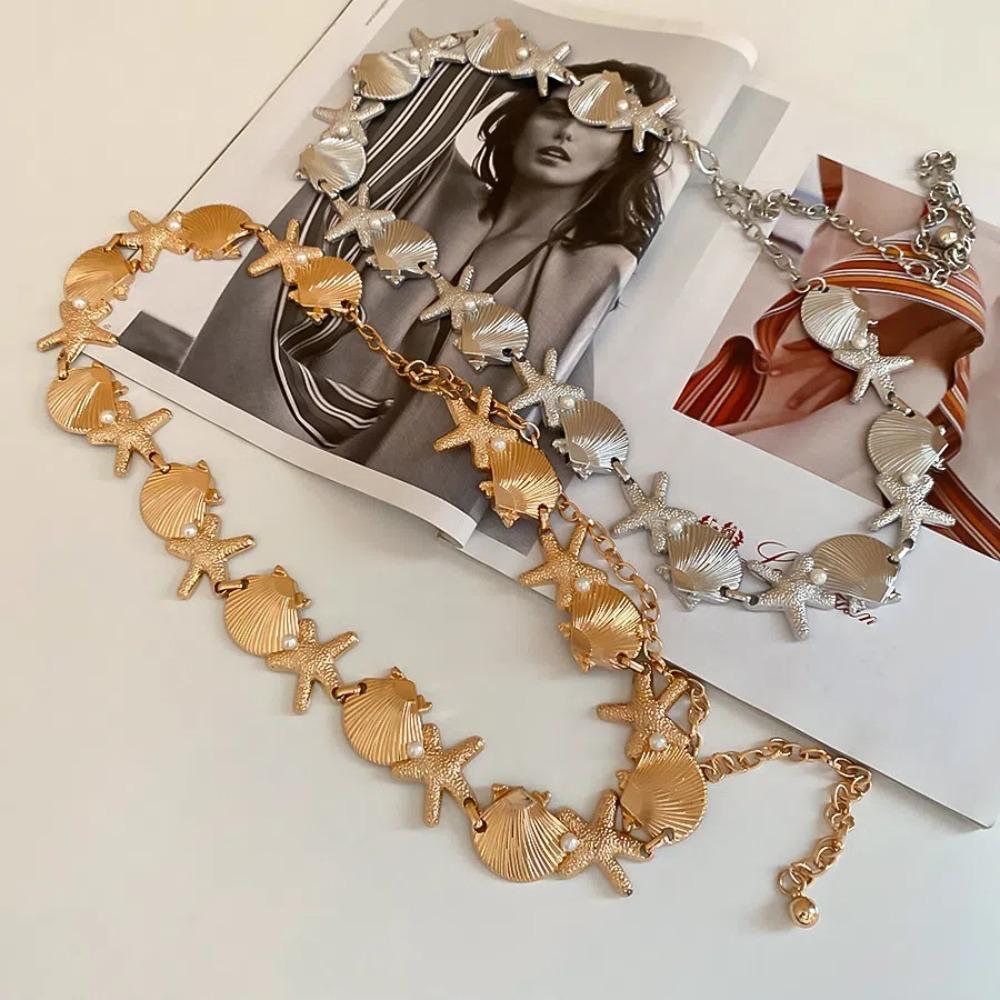 Zinc Zinc Alloy Pearl Shell Starfish Waist Chain Ornaments Starfish Beach Body Chain Girls Couple Gift срібний
Zinc Zinc Alloy Pearl Shell Starfish Waist Chain Ornaments Starfish Beach Body Chain Girls Couple Gift срібний