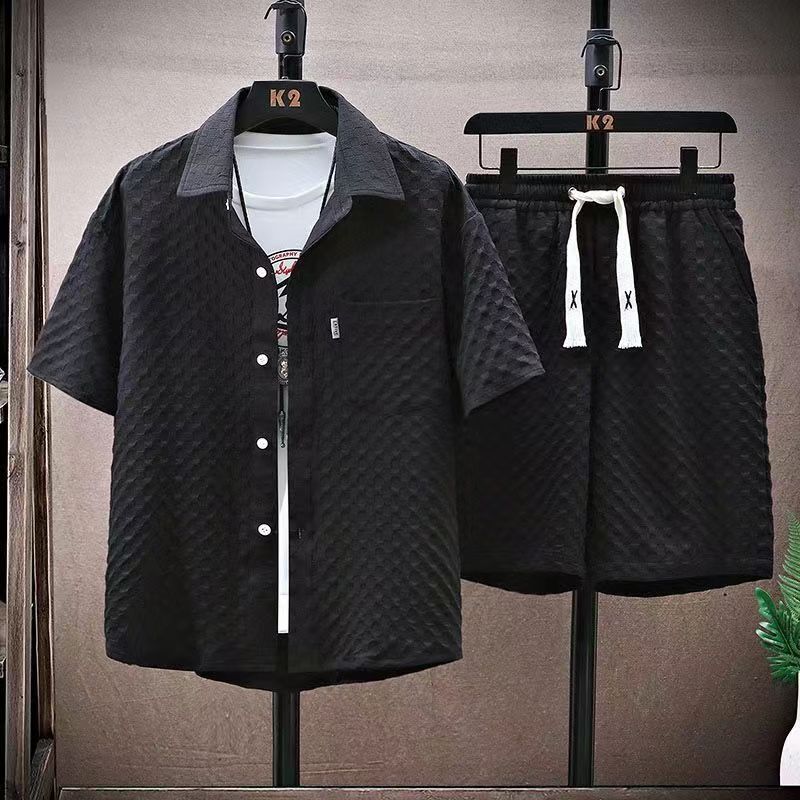 Summer Men Sets Casual Oversize Plaid Lapel Short Shirts Shorts Two-Piece Casual Solid Short Sleeve Loose Fashion Streetwear L чорний
Summer Men Sets Casual Oversize Plaid Lapel Short Shirts Shorts Two-Piece Casual Solid Short Sleeve Loose Fashion Streetwear L чорний