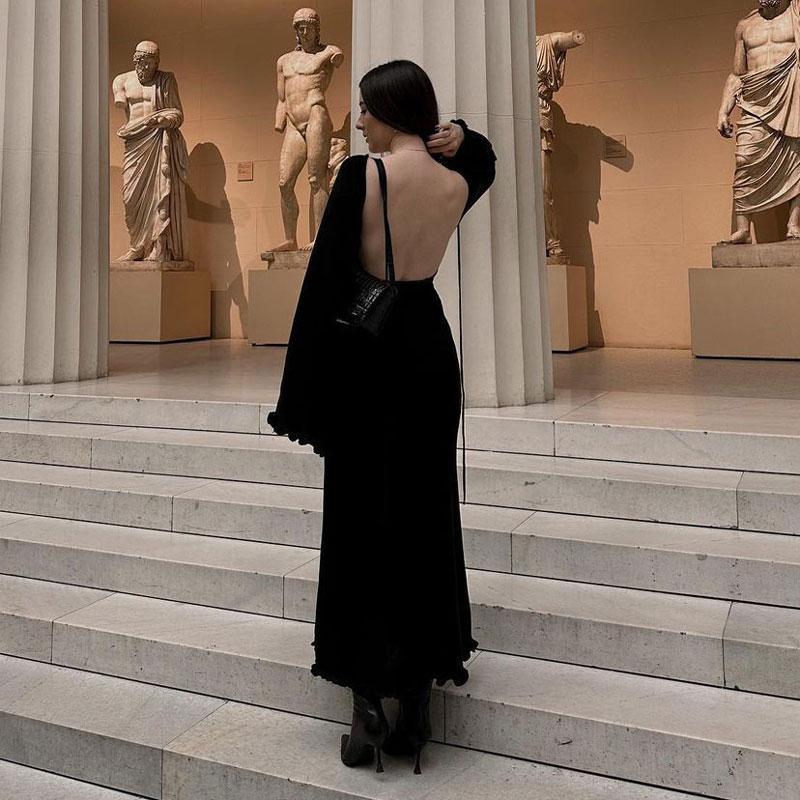 Вязаное длинное платье с открытой спиной для женщин, рюшами, на шнуровке, с высокой талией, платья макси, женское вечернее элегантное бандажное модное платье L чёрный
Вязаное длинное платье с открытой спиной для женщин, рюшами, на шнуровке, с высокой талией, платья макси, женское вечернее элегантное бандажное модное платье L чёрный