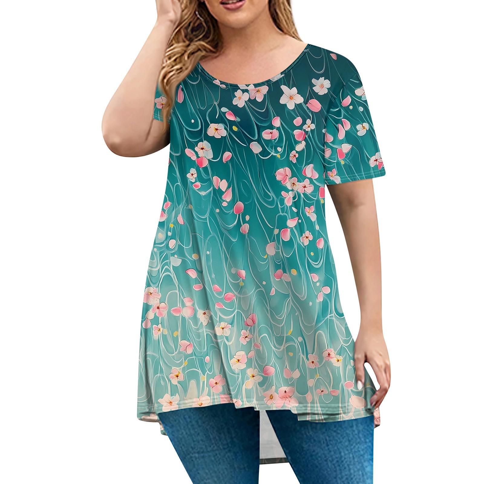 Женская мода большого размера с круглым вырезом и коротким рукавом, повседневный свободный пуловер с принтом XXXL циан
Женская мода большого размера с круглым вырезом и коротким рукавом, повседневный свободный пуловер с принтом XXXL циан