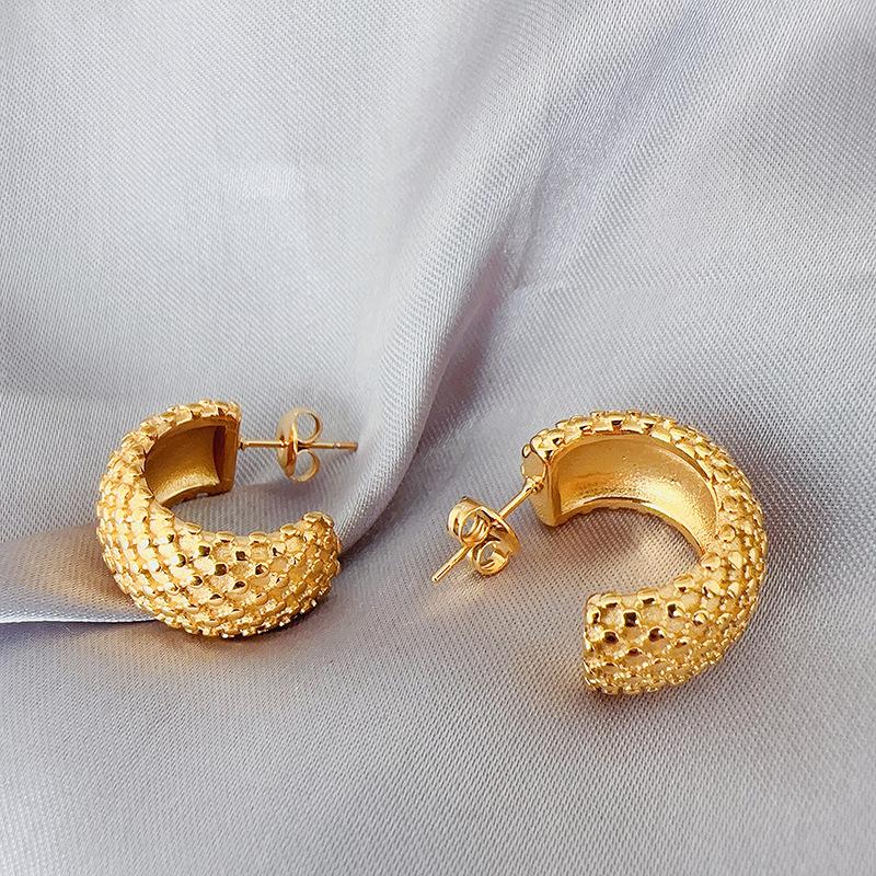 Retro Metal Half-Circle Earrings: European & American Exaggerated C-Shape Studs with 925 Silver Needle - Cold, Trendy Style
Retro Metal Half-Circle Earrings: European & American Exaggerated C-Shape Studs with 925 Silver Needle - Cold, Trendy Style