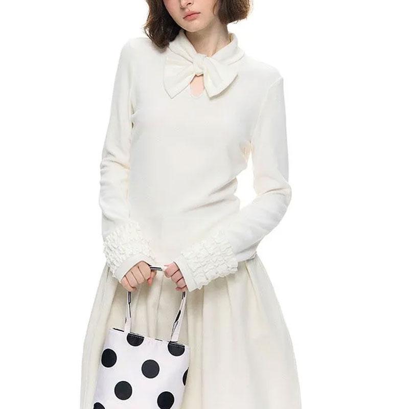 Basic Solid Color Sweet Bow T-shirts Autumn Winter New Fashionable Spliced Female Clothing Vintage Long Sleeve Slim Pullovers S білий
Basic Solid Color Sweet Bow T-shirts Autumn Winter New Fashionable Spliced Female Clothing Vintage Long Sleeve Slim Pullovers S білий