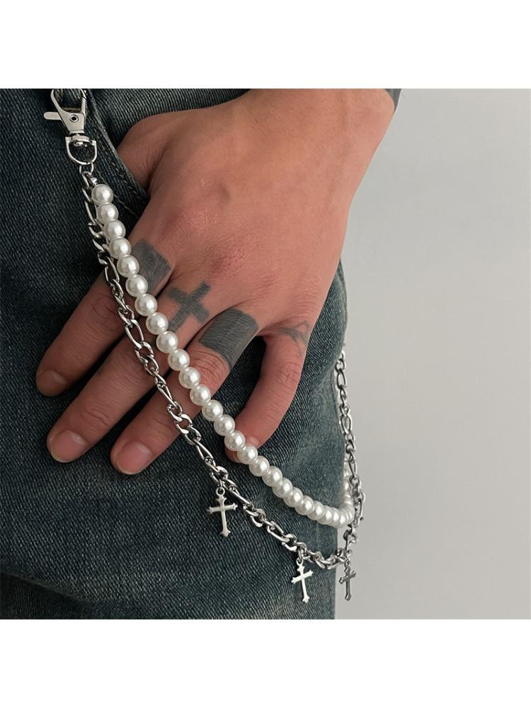 Fashion Imitation Pearl Cross Jeans Chain Keychain Men Women Trousers Hipster Pant Chain HipHop Jewelry
Fashion Imitation Pearl Cross Jeans Chain Keychain Men Women Trousers Hipster Pant Chain HipHop Jewelry