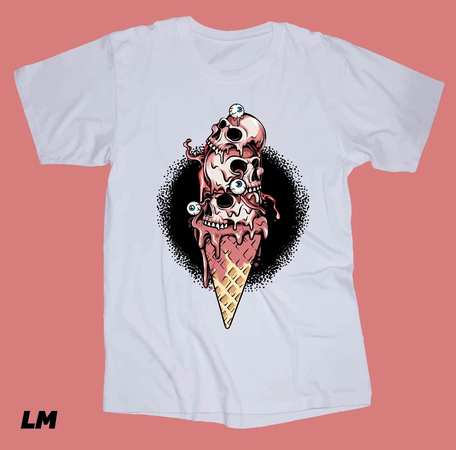 Ice Cream Skulls white T-shirt Waffle cone Graphic shirt Dessert Eyeballs S
Ice Cream Skulls white T-shirt Waffle cone Graphic shirt Dessert Eyeballs S