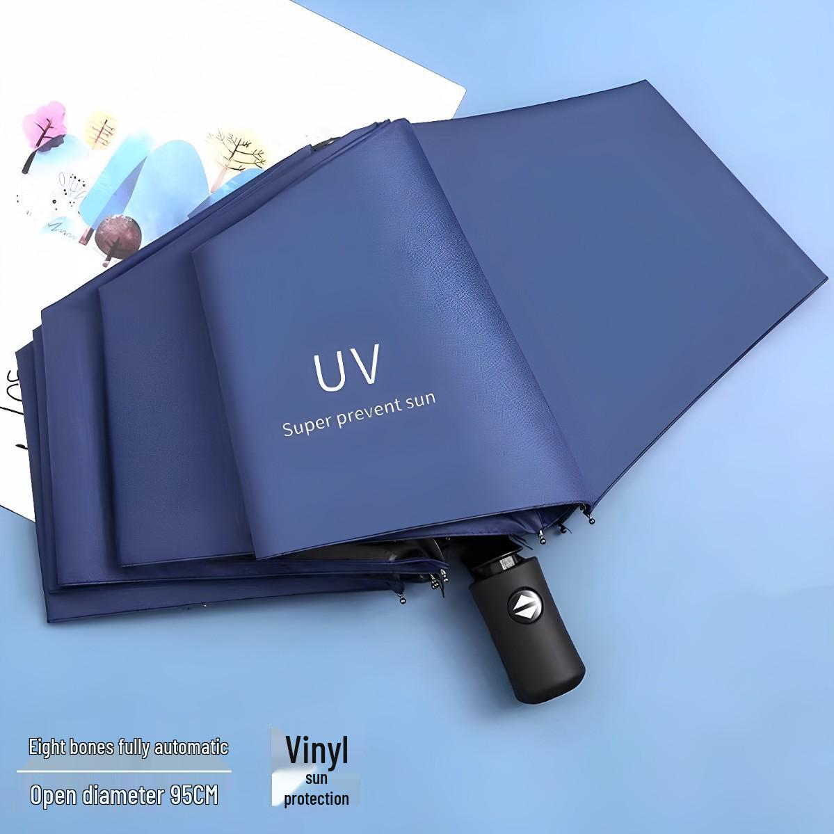 Automatic Large Folding Sunshade Umbrella - Reinforced, Anti-UV Protection for All Weather 8 Ribs Manual - Black
Automatic Large Folding Sunshade Umbrella - Reinforced, Anti-UV Protection for All Weather 8 Ribs Manual - Black