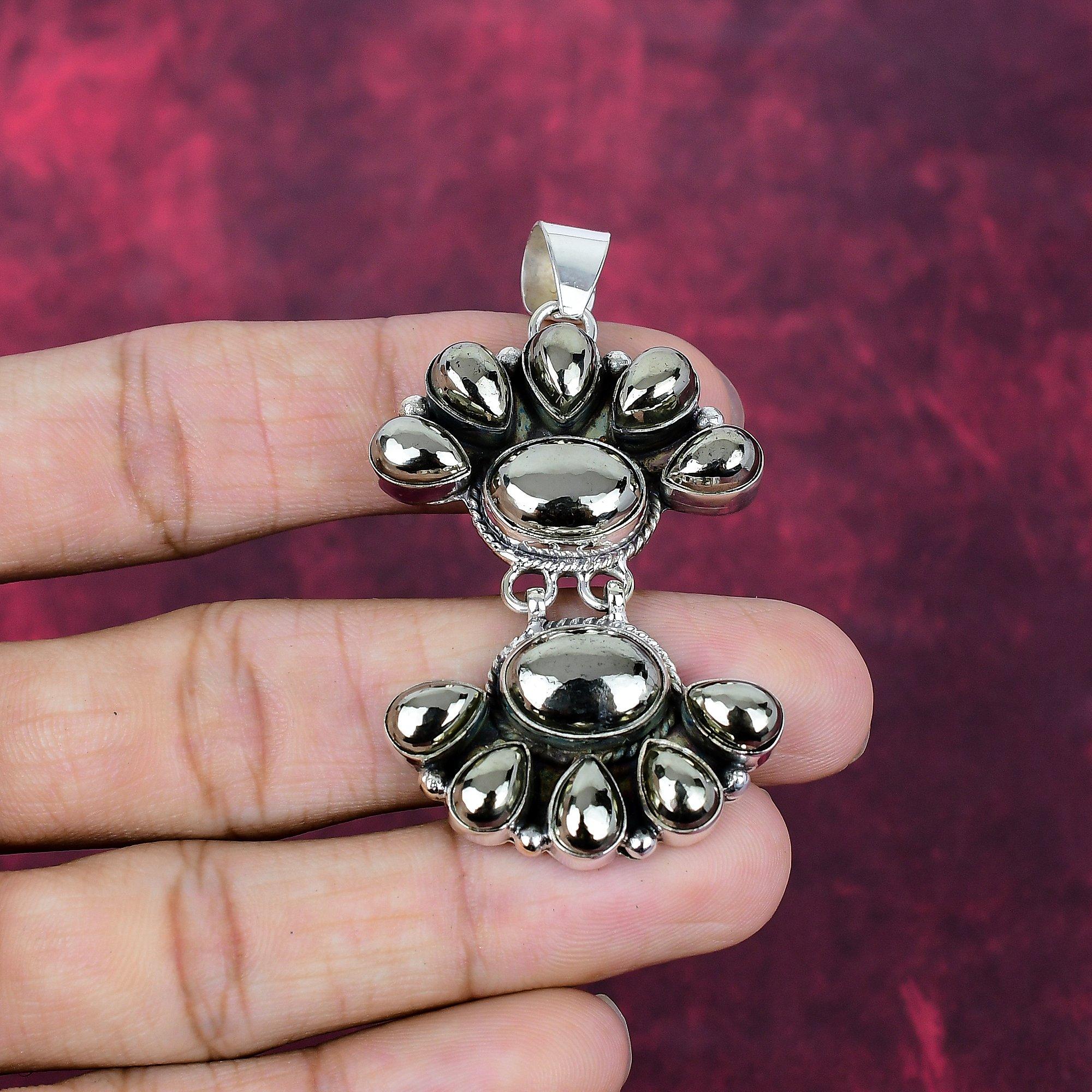 Golden Pyrite Handmade Gemstone Jewelry, 925 Solid Sterling Silver Pendant Beautiful Jewelry 2.44 Inches
Golden Pyrite Handmade Gemstone Jewelry, 925 Solid Sterling Silver Pendant Beautiful Jewelry 2.44 Inches