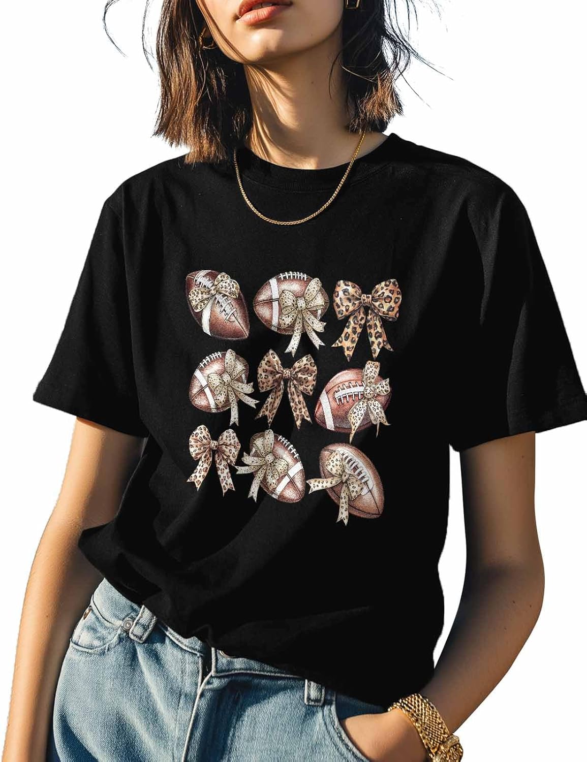 T Shirts for Women Graphic Tees Bow Rugby Crew Neck Short Sleeve Shirts for Women Leopard Texture Casual T-Shirt 5XL різнокольоровий
T Shirts for Women Graphic Tees Bow Rugby Crew Neck Short Sleeve Shirts for Women Leopard Texture Casual T-Shirt 5XL різнокольоровий