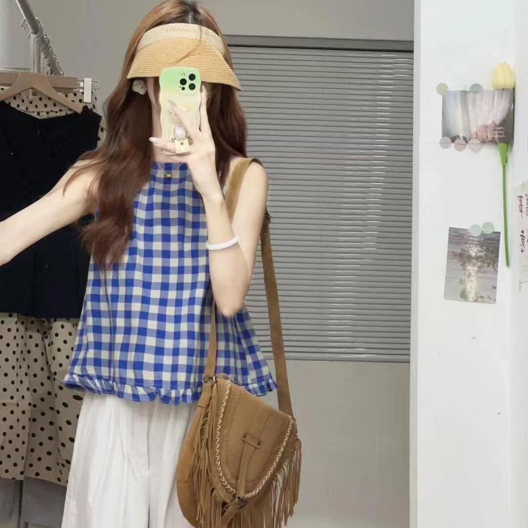 Korean Plaid Patchwork Sleeveless Ruffled Top for Women L for 54-59 kg
Korean Plaid Patchwork Sleeveless Ruffled Top for Women L for 54-59 kg