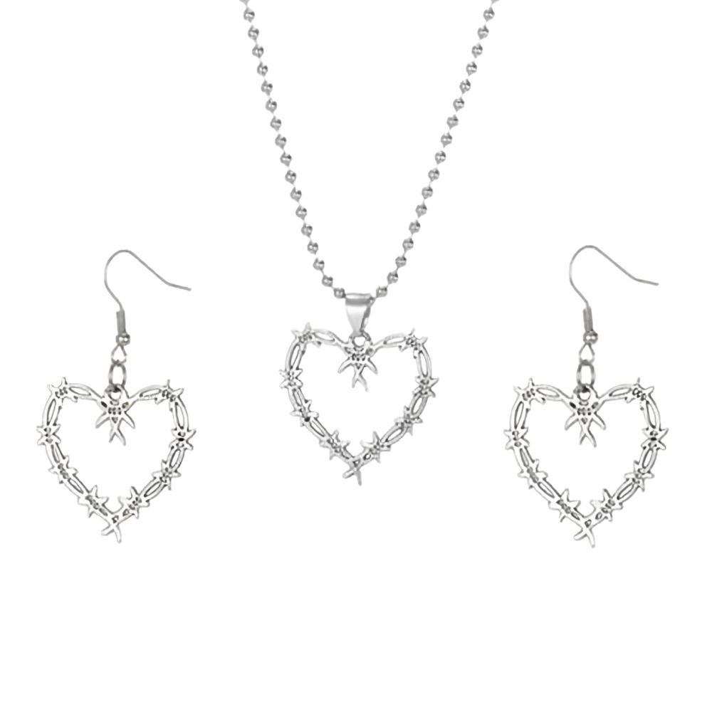 Gothic Punk-style Stainless Steel Hollowed-out Thorns Heart-shaped Pendant Necklace Earrings for Woman Korean Jewelry Accessory
Gothic Punk-style Stainless Steel Hollowed-out Thorns Heart-shaped Pendant Necklace Earrings for Woman Korean Jewelry Accessory