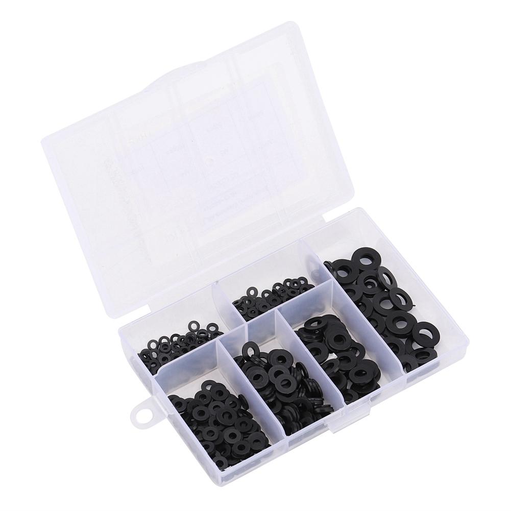 500pcs M2M6 Nylon Flat Washer Gasket Plain Washers Assortment Kit with Box (Black)
500pcs M2M6 Nylon Flat Washer Gasket Plain Washers Assortment Kit with Box (Black)