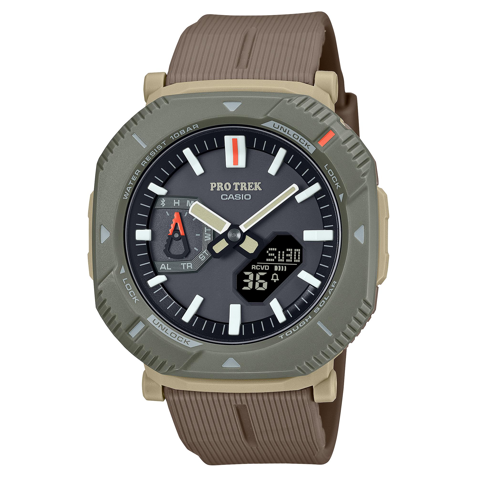 Чоловічий кварцовий годинник Casio Pro Trek з полімерним корпусом, водостійкість 100 м, PRJ-B001-5 коричневий
Чоловічий кварцовий годинник Casio Pro Trek з полімерним корпусом, водостійкість 100 м, PRJ-B001-5 коричневий